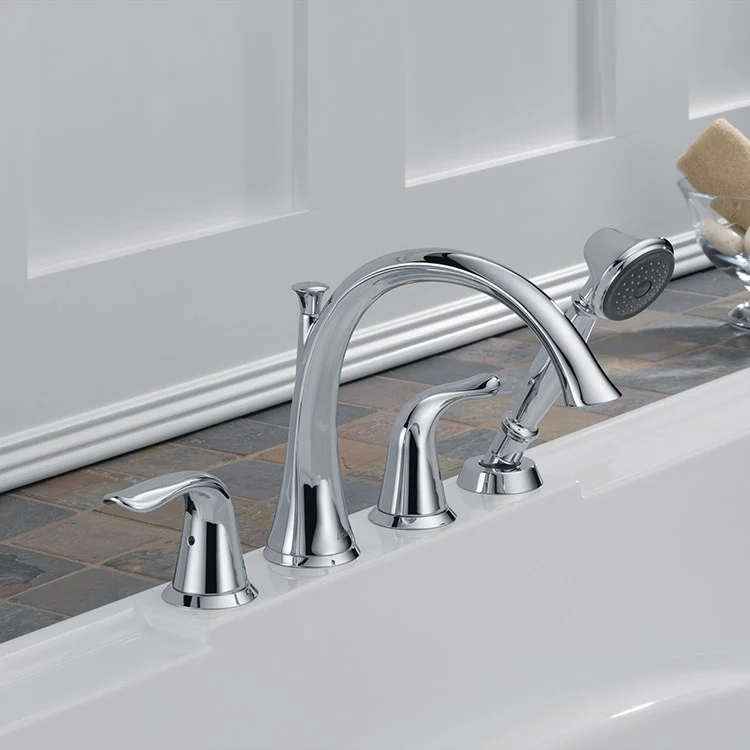 Lahara Two Handle 4-Hole Roman Tub Faucet with Handshower - Frankwebs