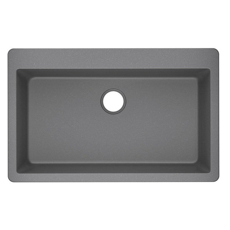 Kitchen Sink Quartz Classic 33 x 21 Inch Single Bowl Greystone Drop-In - Frankwebs