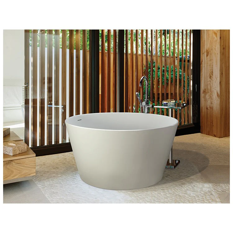 Air Tub Halo 52 x 52 Inch Freestanding Rolled Rim Center Biscuit Matte Round Sculpturestone 121 Gallons 26 Inch - Frankwebs