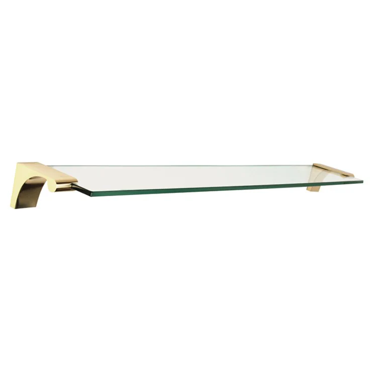 Shelf Luna with Brackets Satin Brass 24 Inch Brass/Glass - Frankwebs
