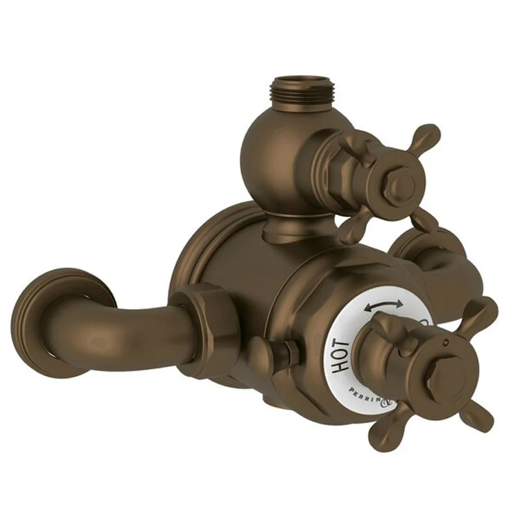 Thermostatic Valve Trim Edwardian Exposed with Volume & Temperature Control 2 Cross Satin Nickel - Frankwebs