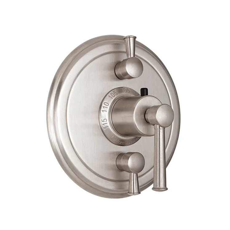 Thermostatic Trim Miramar Round with Dual Volume Control 3 Lever Polished Nickel ADA for Requires Rough Valve TH52-R Or TH52D2-R Handles and Escutcheon Brass - Frankwebs
