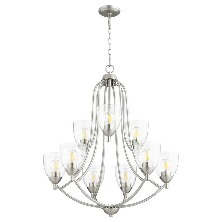 Barkley Nine-Light Chandelier with Clear Seeded Glass Shades - Frankwebs