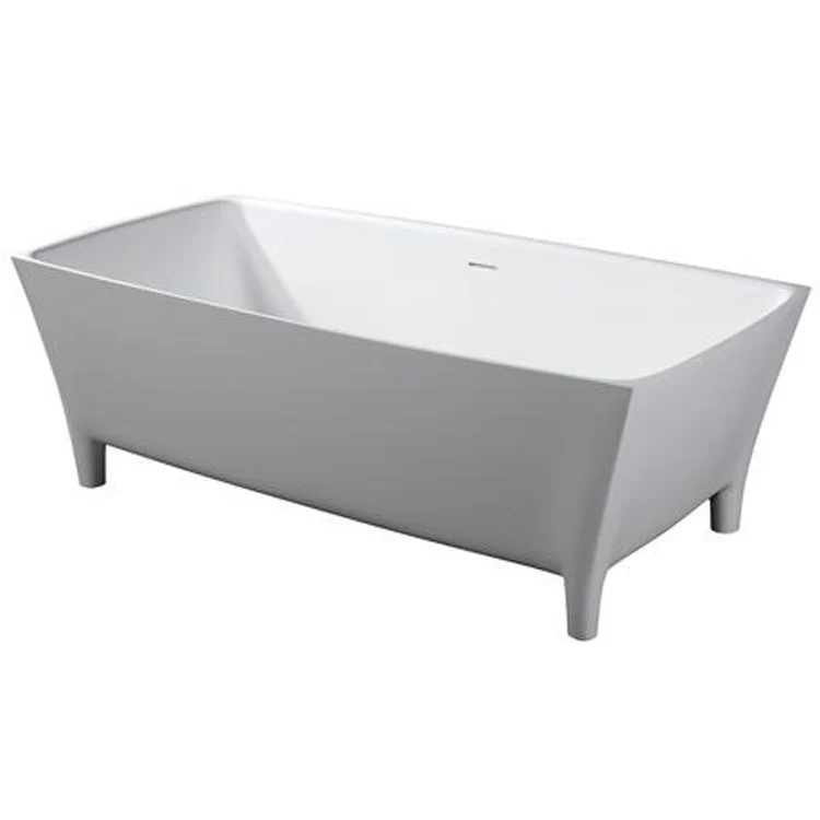 Freestanding Tub Timon 67 Inch Matte White Rectangle Resin with Feet No Faucet Holes Rolled Rim - Frankwebs
