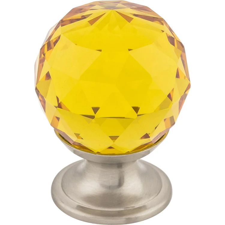 Knob Crystal Amber for Decorative Hardware Brushed Satin Nickel Brass 1-1/8 Inch 1-1/2 Inch - Frankwebs