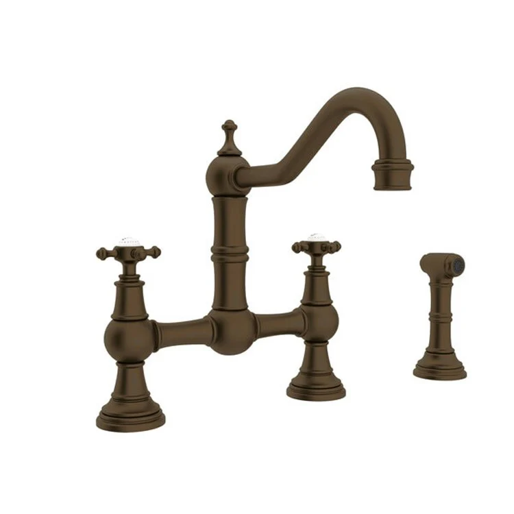 Kitchen Faucet Edwardian 8 Inch Spread 2 Cross Unlacquered Brass Bridge Swivel Spout 1.8 Gallons per Minute - Frankwebs