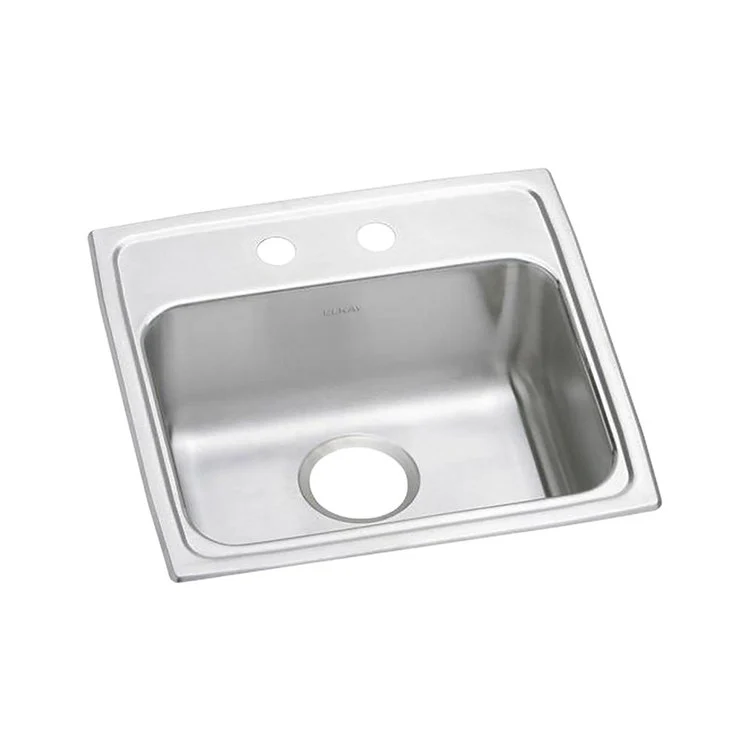 Kitchen Sink Lustertone Classic 19 x 18 Inch Single Bowl 2 Hole ADA Lustrous Satin Drop-In Rectangle Drain Location Rear Center Depth 6-1/2 Inch Bottom Only Pads - Frankwebs