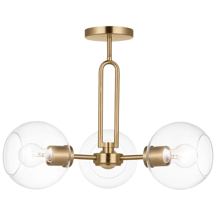 Pendant Codyn Semi-Flushmount Convertible 3 Lamp Satin Brass Clear - Frankwebs