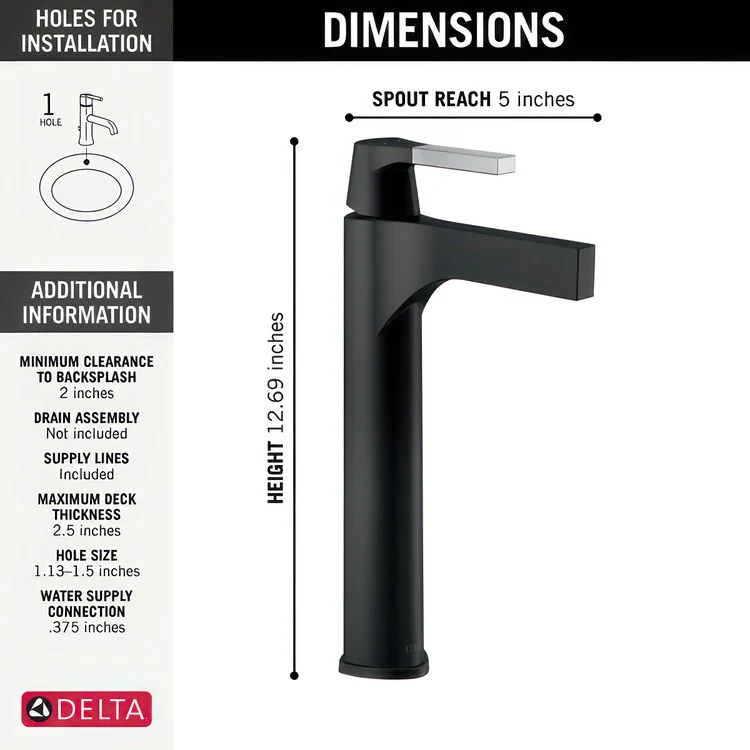 Vessel Faucet Zura Deck Mount 1 Lever WaterSense ADA Matte Black/Champagne Bronze - Frankwebs
