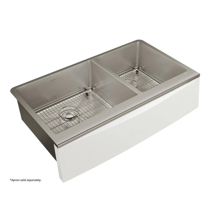 Kitchen Sink Crosstown 36 x 20.31 Inch Double Bowl Kit Polished Satin Farmhouse - Frankwebs