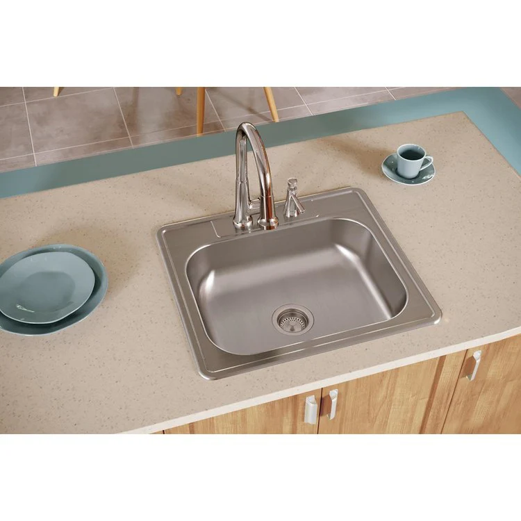 Kitchen Sink Dayton 25 x 22 Inch Single Bowl 2 Hole Satin Top Mount Multiple of 50 Bottom Only Pads - Frankwebs