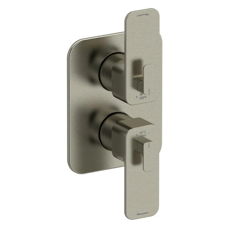 Thermostatic Valve Equinox Pressure Balance System Rectangular 4-Way 2 Lever Brushed Nickel ADA 5-1/2W x 7-1/8H Inch - Frankwebs