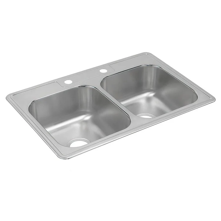 Kitchen Sink Dayton 33 x 22 Inch Double Bowl Equal MR2 Hole Satin Drop-In 8-1/5 Inch - Frankwebs