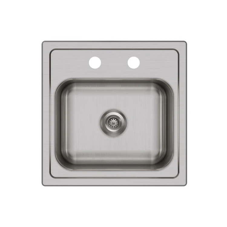 Kitchen Sink Dayton 15 x 15 Inch Single Bowl Faucet Kit 2 Hole ADA Elite Satin Drop-In Rectangle Drain Location Center Depth 6 Inch Bottom Only Pads - Frankwebs