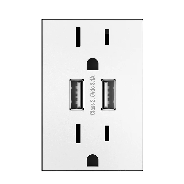 Receptacle adorne Dual USB Combo 15 Amps 120 Volt White - Frankwebs