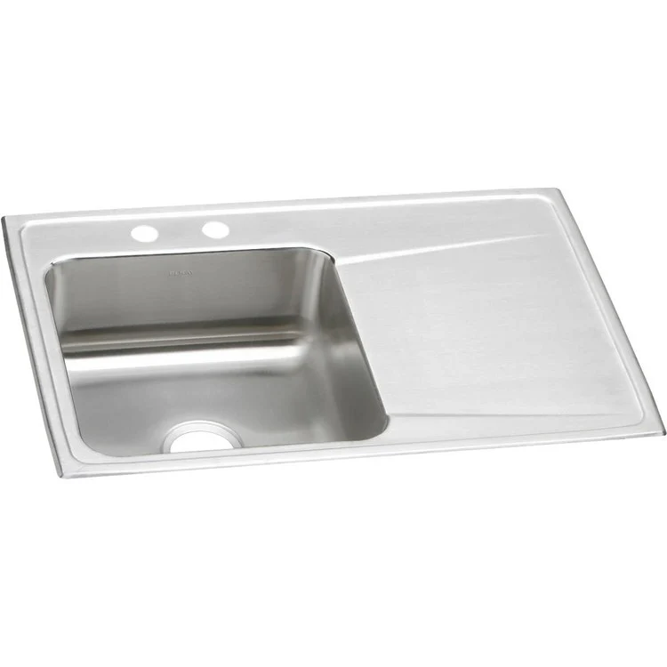 Kitchen Sink Lustertone Classic 33 x 22 Inch Single Bowl with Right Drainboard 2 Hole Lustrous Satin Drop-In - Frankwebs