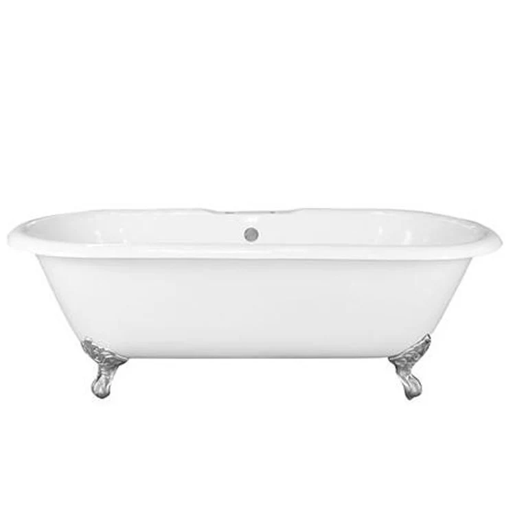 Freestanding Tub Columbus 61 Inch Double Roll Top Oval Cast Iron White/Polished Brass Imperial Feet 7 Inch Center Faucet Holes - Frankwebs