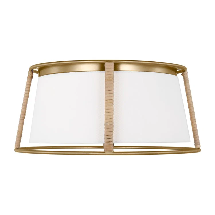 Ceiling Light Cortes Flushmount Medium 2 Lamp Satin Brass White Linen - Frankwebs