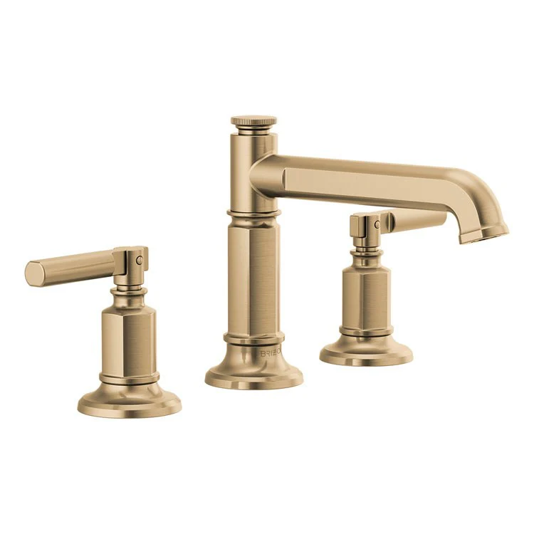 Lavatory Faucet Invari Widespread 6-16 Inch Spread Less Handle ADA WaterSense Brilliance Luxe Gold 1.2 Gallons per Minute Column Spout - Frankwebs