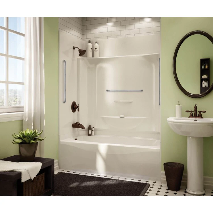 Tub and Shower Module 59-7/8 x 32 x 79-1/4 Inch AcrylX Left Hand Biscuit 4 Pieces - Frankwebs