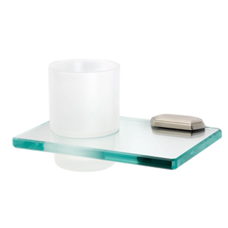 Tumbler Holder Nicole Bath Unlacquered Brass Includes Tumbler Wall Mount Brass/Glass 4-5/8 x 6-3/4 Inch - Frankwebs