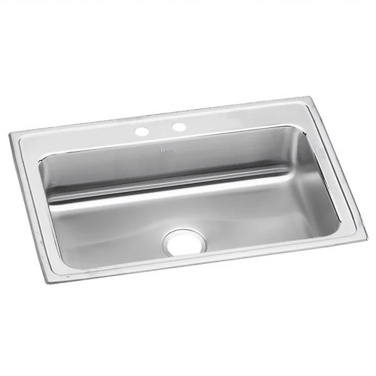 Kitchen Sink Lustertone Classic 33 x 22 Inch Single Bowl 2 Hole Lustrous Satin Drop-In Drain Location Center Bottom Only Pads - Frankwebs