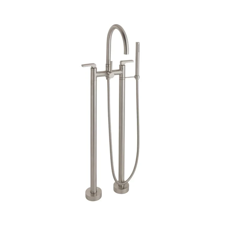Tub Filler Asilomar Contemporary Floor Mount with Handshower 7 Inch Spread 3 Series 70 Lever ADA Polished Nickel 2 Hole - Frankwebs