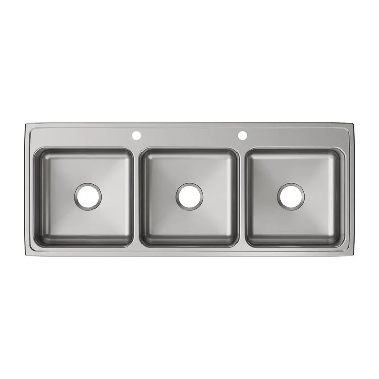 Kitchen Sink Lustertone Classic 54 x 22 Inch Triple Bowl 2 Hole Lustrous Satin Drop-In Drain Location Center Bottom Only Pads - Frankwebs