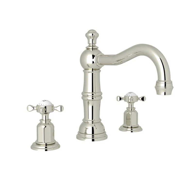 Lavatory Faucet Edwardian 6-15-3/4 Inch Spread 2 Cross Polished Nickel 1.2 Gallons per Minute Swivel Column Spout - Frankwebs