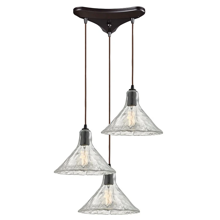 Hand Formed Glass Three-Light Pendant - Frankwebs