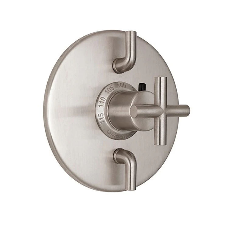 Thermostatic Trim Tiburon Round StyleTherm with 2 Volume Control 3 Cross/Lever Polished Nickel Brass - Frankwebs