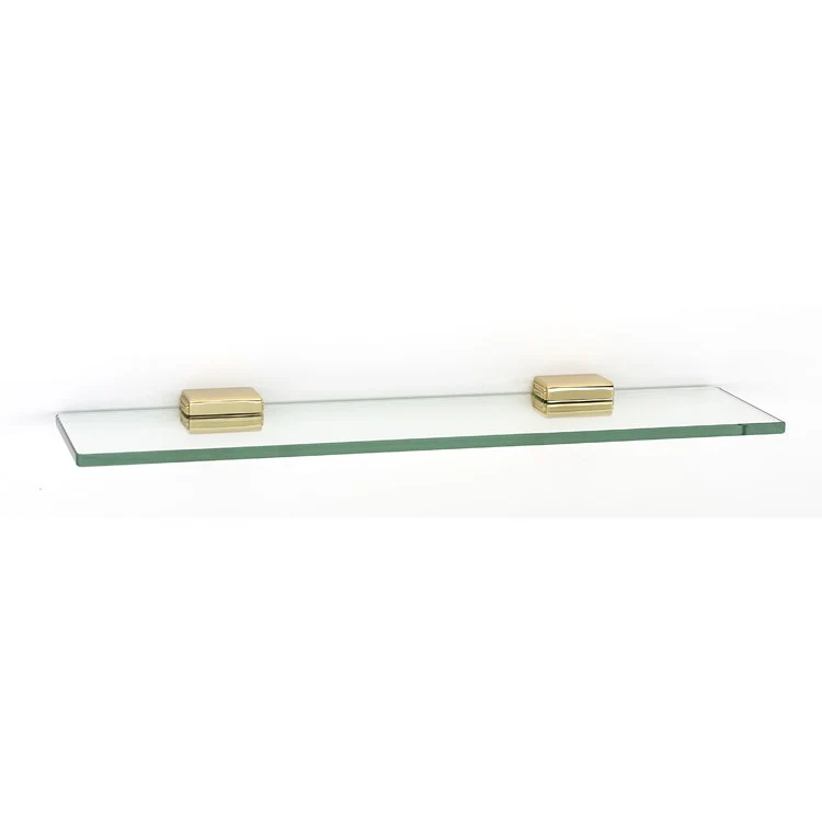 Shelf Cube Bath with Brackets Unlacquered Brass 18 Inch Brass/Glass - Frankwebs