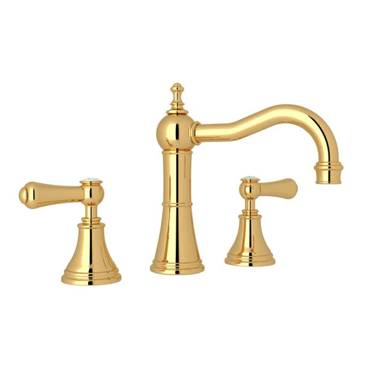 Lavatory Faucet Georgian Era 2 Porcelain Cap Lever English Gold 1.2 Gallons per Minute Swivel Column Spout - Frankwebs