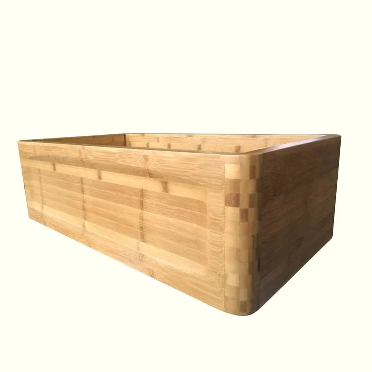 Kitchen Sink 33L x 18W Inch Single Bowl Poco Frame Design Bamboo Rectangle - Frankwebs
