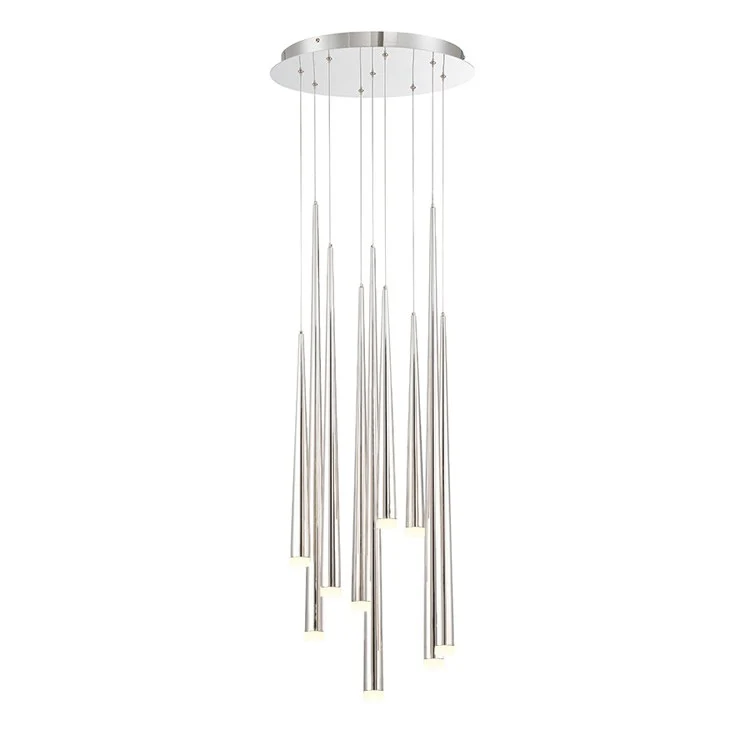 Cascade Nine-Light LED Etched Glass Round Chandelier 3500K - Frankwebs