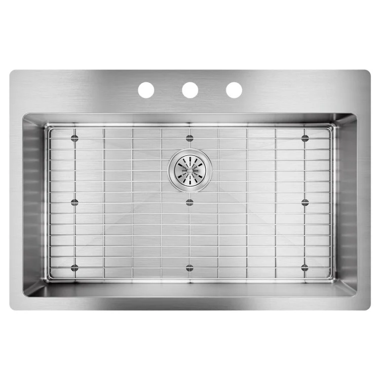 Kitchen Sink Crosstown 33 x 22 Inch Single Bowl Kit 3 Hole Polished Satin Drop-In Undermount Stainless Steel 18 Gauge - Frankwebs