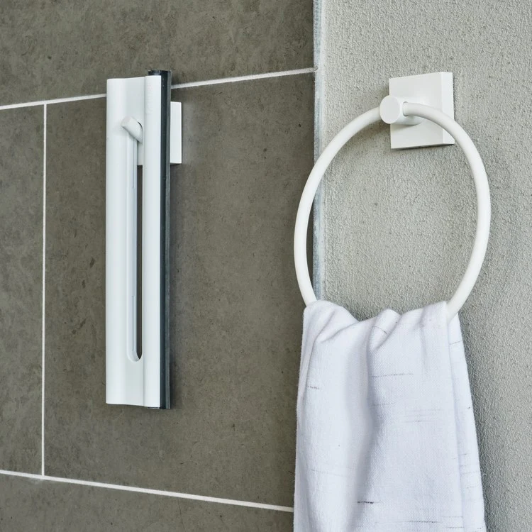 Shower Squeegee Sideline with Silicone Blade White Wall Mount 9-1/2 x 2-1/2 Inch - Frankwebs