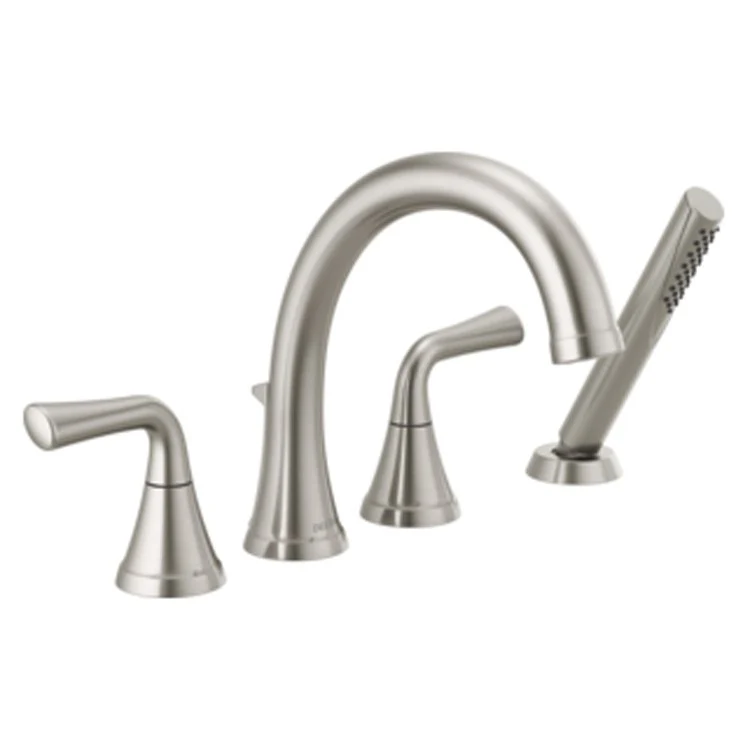 Roman Tub Trim Kayra with Handshower 2 Lever Chrome ADA 10 to 16 Inch Spread 1.75 Gallons per Minute - Frankwebs