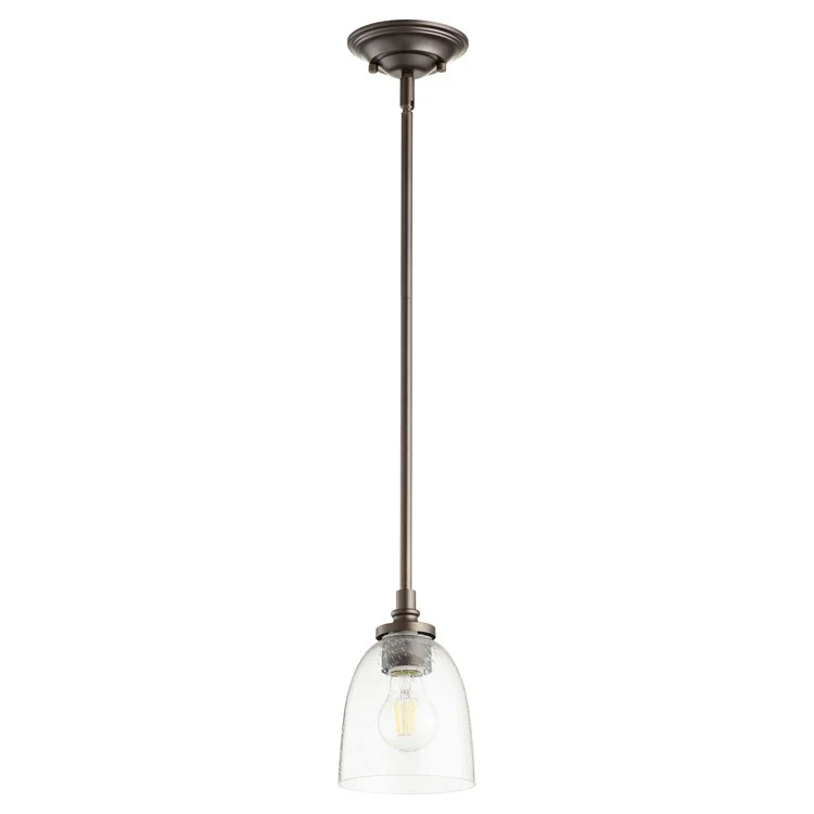 Rossington Single-Light Pendant with Clear Seeded Glass Shade - Frankwebs