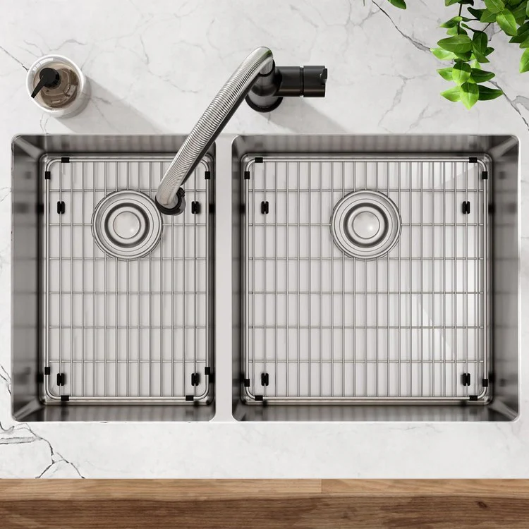 Kitchen Sink Crosstown 31.5 x 18.5 Inch Double Bowl 40/60 Kit Polished Satin Undermount - Frankwebs