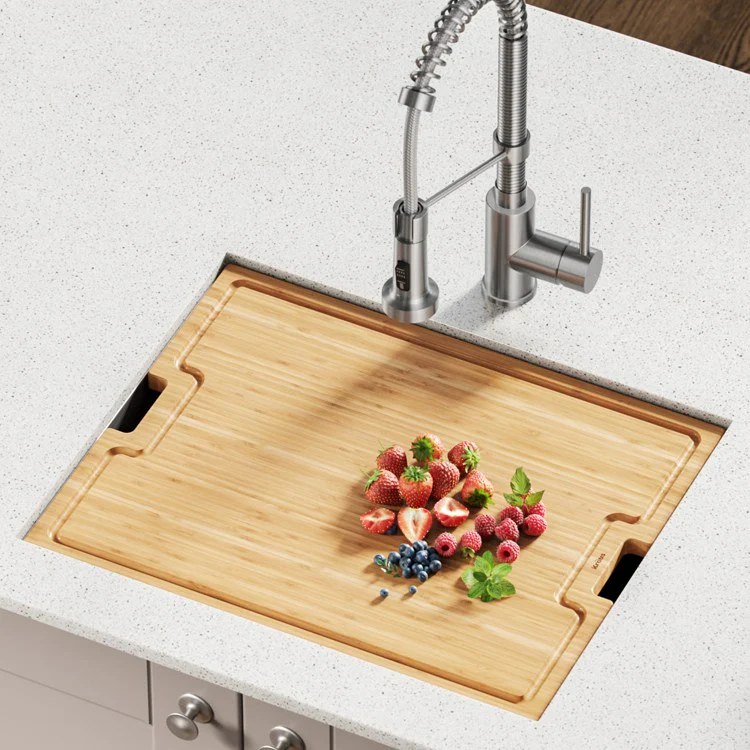 Workstation Kitchen Sink Solid Bamboo Cutting Board/Serving Board - Frankwebs