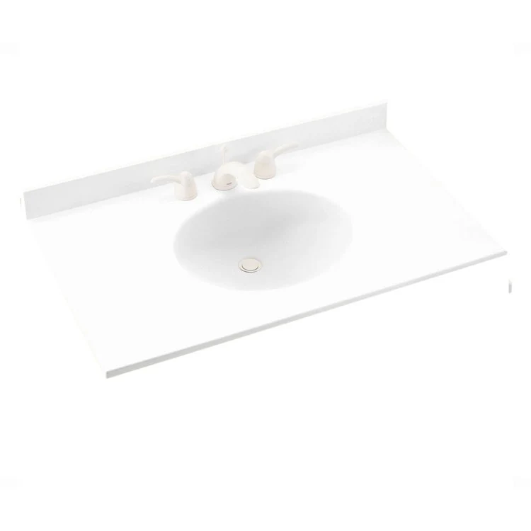 Vanity Top Ellipse Single Bowl 31 x 22 Inch ADA Tahiti White Swanstone - Frankwebs