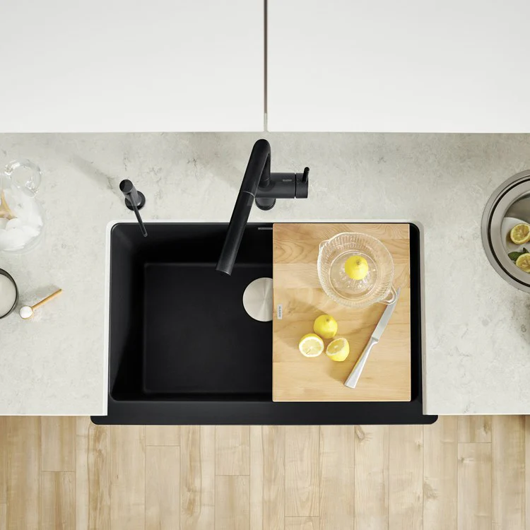 Kitchen Sink Vintera 30 x 19 Inch Single Bowl Coal Black Apron Front Rectangle - Frankwebs