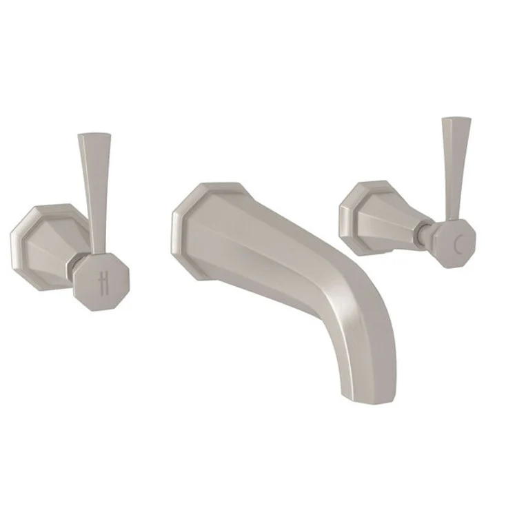 Lavatory Faucet Deco Wall Mount Widespread 2 Lever Satin Nickel 1.2 Gallons per Minute - Frankwebs