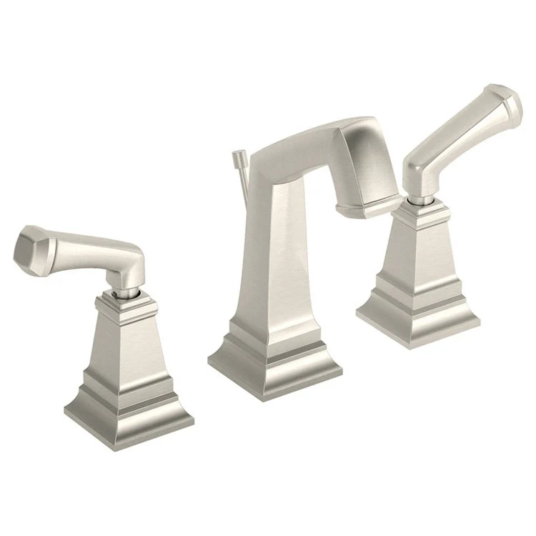 Lavatory Faucet Oxford Widespread 8-16 Inch Spread 2 Lever ADA Satin Nickel 1.5 Gallons per Minute Lift Rod and Pop-Up Drain Assembly 5-3/8 Inch - Frankwebs