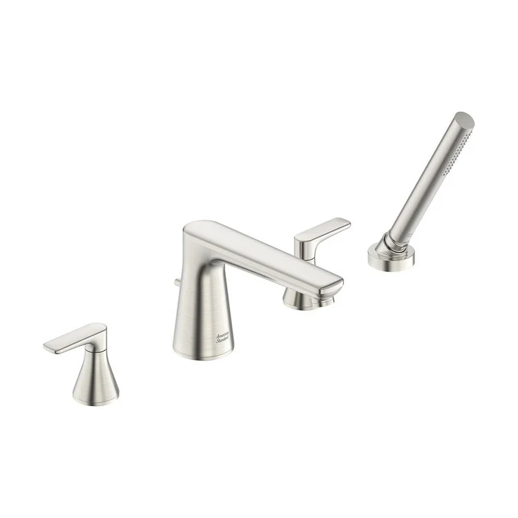Roman Tub Filler Aspirations Mini-Widespread Deck Mount 2 Lever ADA Fixed Spout Brushed Nickel - Frankwebs