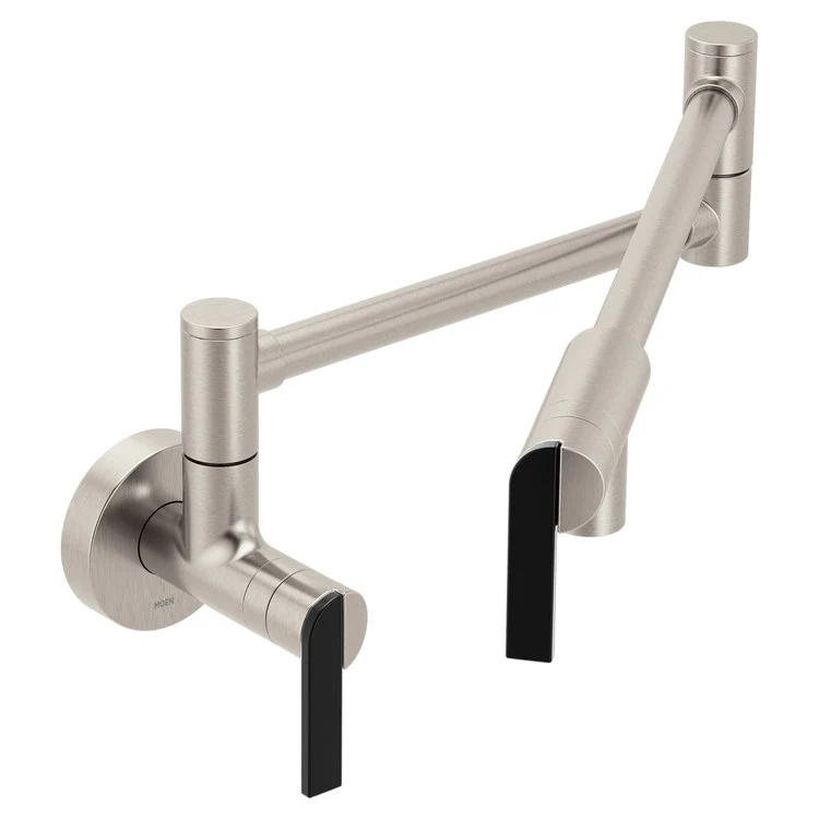 Pot Filler Nio Modern 2 Lever ADA Spot Resist Stainless Steel 1 Hole 5.5 Gallons per Minute - Frankwebs