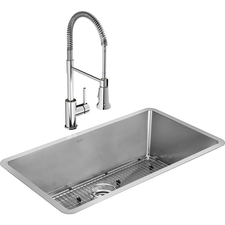 Kitchen Sink Crosstown 32.5 x 18 Inch Single Bowl Kit with Faucet 1 Hole Polished Satin Undermount - Frankwebs