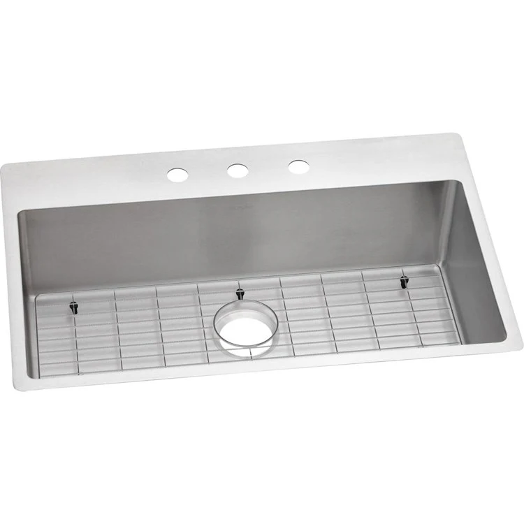Kitchen Sink Crosstown 33 x 22 Inch Single Bowl Kit 3 Hole Polished Satin Drop-In Undermount Stainless Steel 18 Gauge - Frankwebs