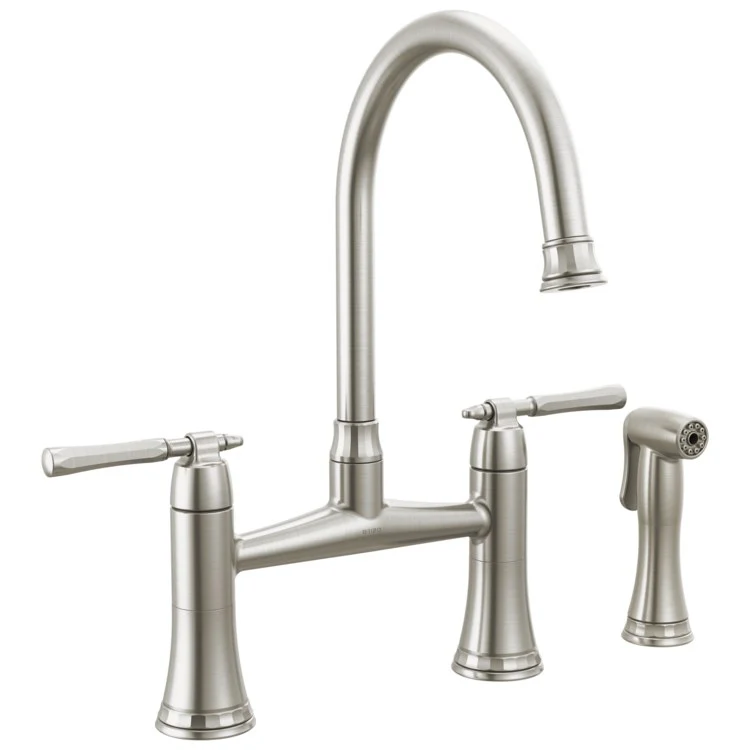Kitchen Faucet Tulham 8 Inch Spread 2 Lever ADA Brilliance Stainless 1.8 Gallons per Minute - Frankwebs